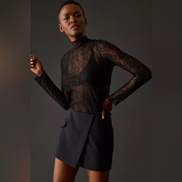 Anthropologie Lace Layering Turtleneck Black NWOT - Picture 1 of 13